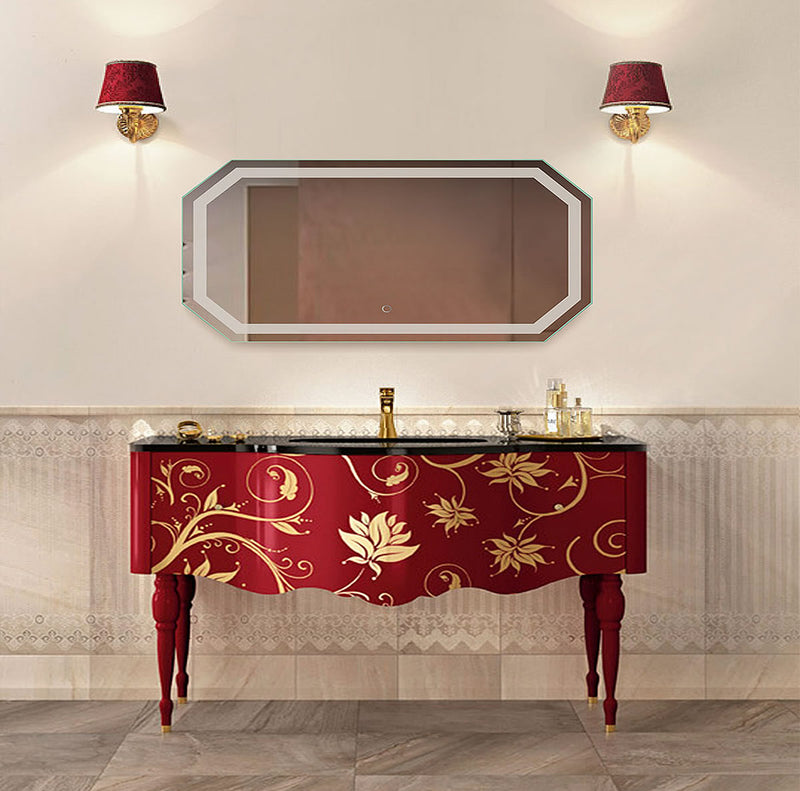 Krugg Tudor Octagon LED Bathroom Mirror with Dimmer and Defogger, 3 Sizes