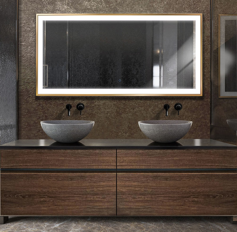 Gold Framed Soho with Dimmer and Defogger 60" X 36" High