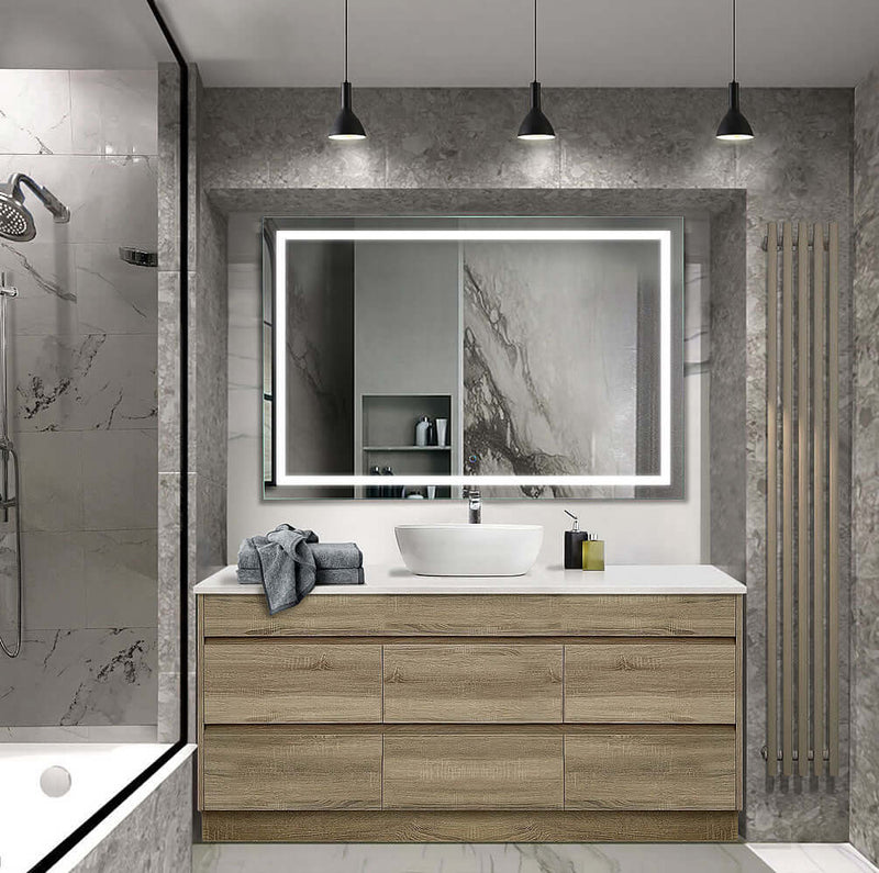 Krugg 54" x 36" Icon series vanity mirror, all of which have touch sensor dimmers, and defoggers.