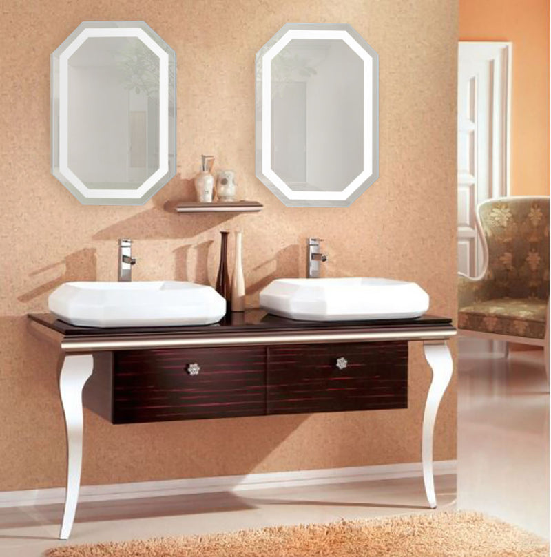 Krugg Tudor 20" x 30" LED Vanity Mirror - Mount horizontally or vertically.