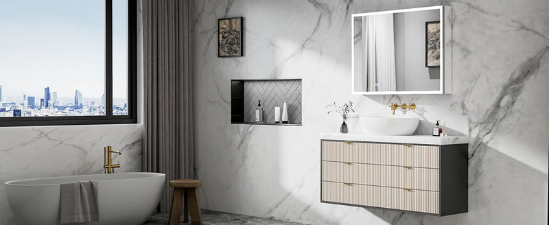 Mirror Luxe 48" Bellingham LED-Framed Triple Door Medicine Cabinet