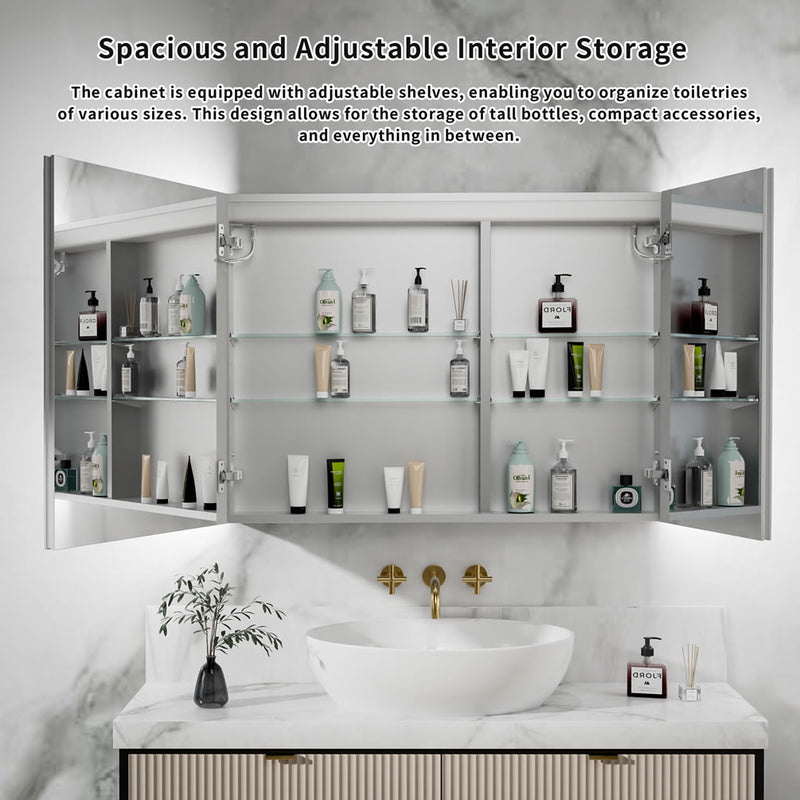 Mirror Luxe 40" Bellingham LED-Framed Double Door Medicine Cabinet
