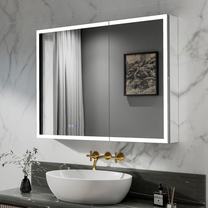 Mirror Luxe 40" Bellingham LED-Framed Double Door Medicine Cabinet