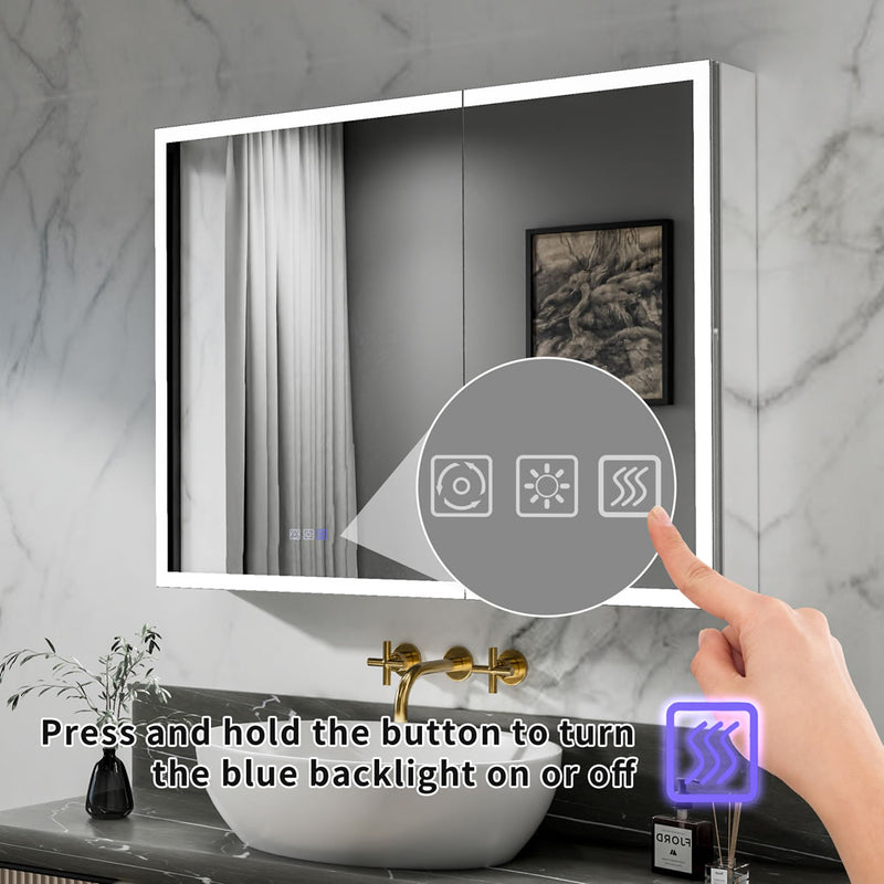Mirror Luxe 40" Bellingham LED-Framed Double Door Medicine Cabinet