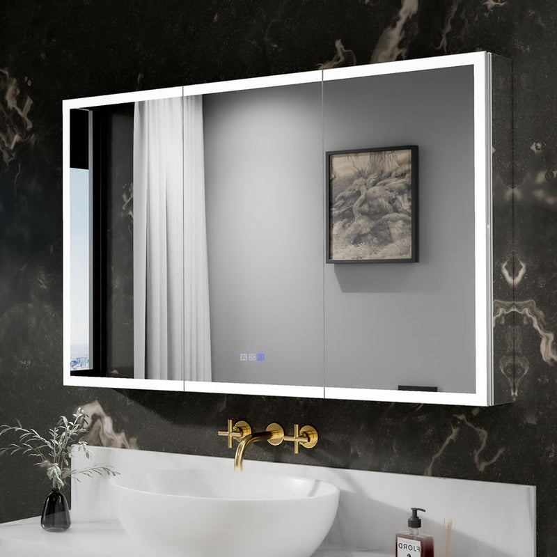 Mirror Luxe 48" Bellingham LED-Framed Triple Door Medicine Cabinet