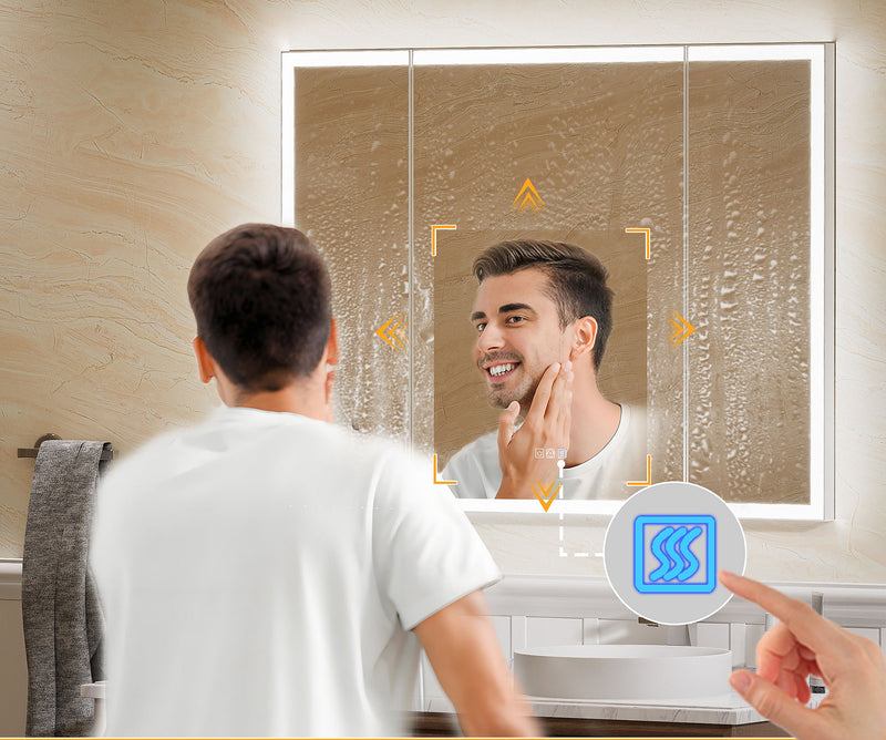 Built-in Electric Defogger gives you a clear mirror after a steamy shower - no more wiping.