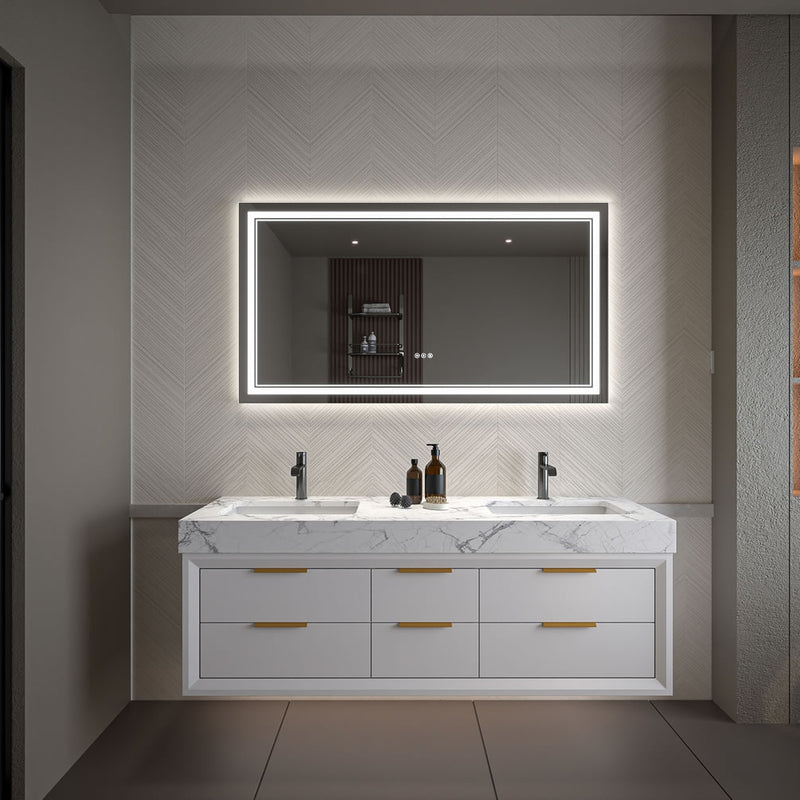 30" x 55" Covington LED Vanity Mirror by  Mirror Luxe - with dimmer and defogger.