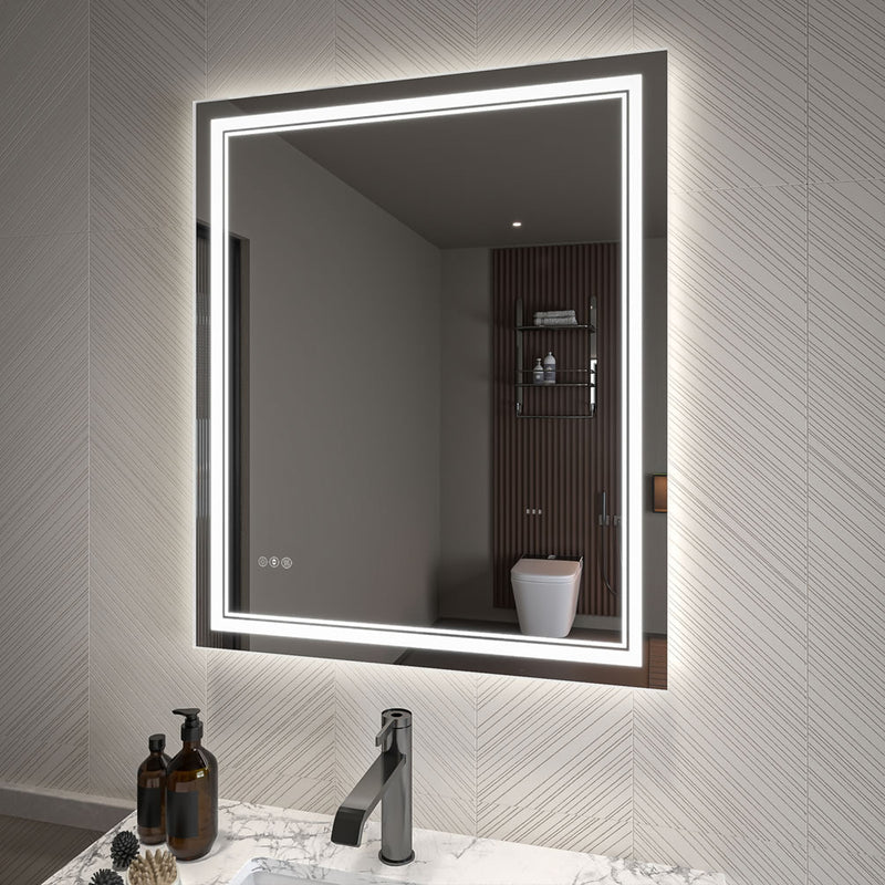 Covington 30" x 36" includes dimmer and switchable LED coloration with touch sensors on the surface..