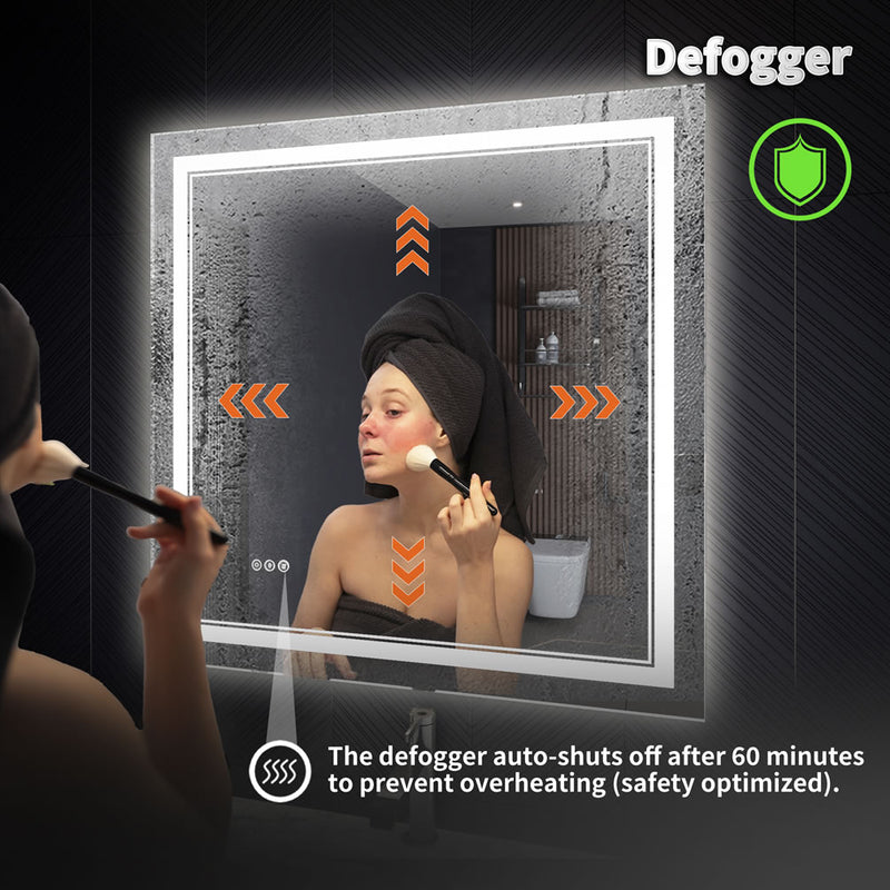Mirror Luxe Covington electric fog-free section keeps the mirror fog-free.