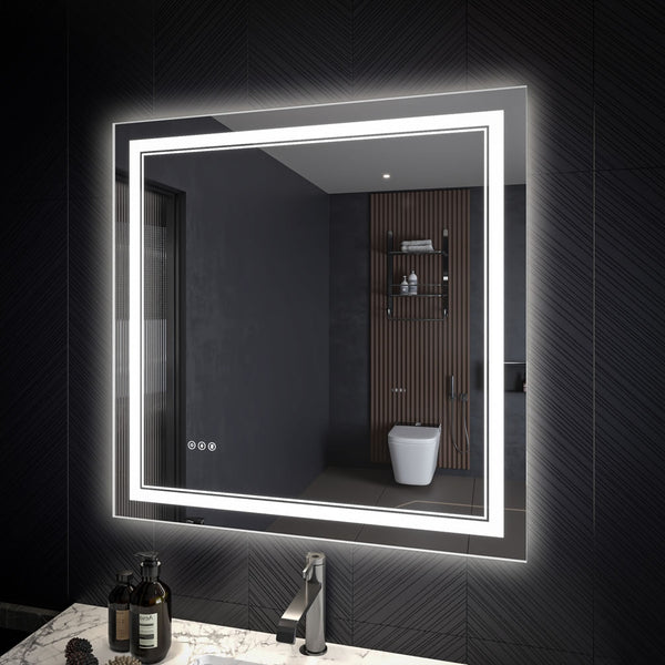 Square-format Covington 36" x 36" LED Bathroom Vanity Mirror