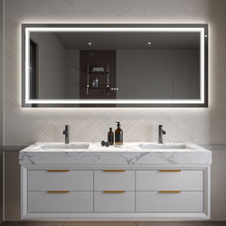 72" Wide in 32" or 36" heights.  Can also be mouted vertically as a wardrobe mirror.