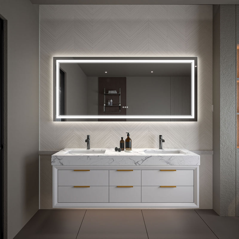 Mirror Luxe Covington 72" Wide LED Bathroom Vanity Mirror.