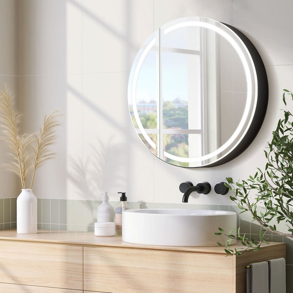 The entire circumfrance has an LED frosted soft-light rurrouns, and the door is also illuminated similarly, on the  inside.