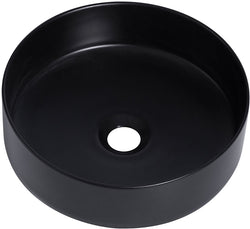 Altair Design 14" Round Sabine Ceramic Bathroom Vesse; Sink - Black or White Finish