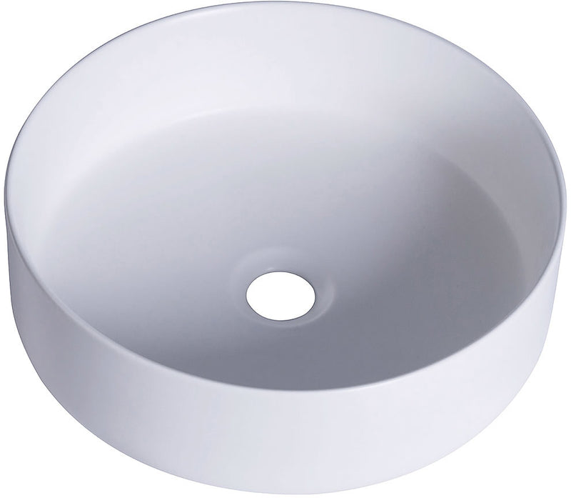 Altair Design 14" Round Sabine Ceramic Bathroom Vesse; Sink - Black or White Finish