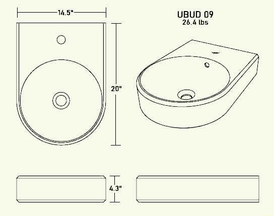 Konkretus Custom Made UBUD 09 Concrete Round-Basin Wall-Mount Bathroom Sink, 13 Colors